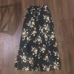 Sexy and fun floral front slit pants